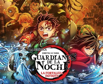 Cartel promocional de Guardianes de la Noche: Kimetsu no Yaiba - La Fortaleza Infinita