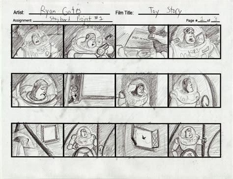 Ejemplo de storyboard y bocetos de personajes
