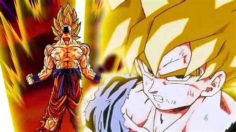 Goku en Super Saiyan enfrentándose a Yakon en un planeta oscuro