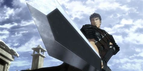 Personaje Guts blandiendo su espada Dragon Slayer contra una horda de demonios