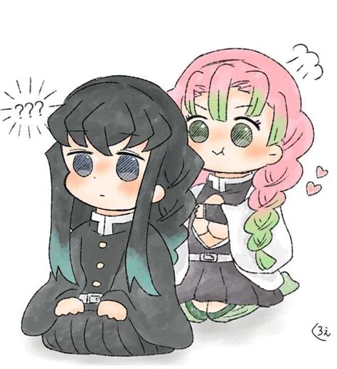 Ilustración de los Pilares Mitsuri Kanroji y Muichiro Tokito