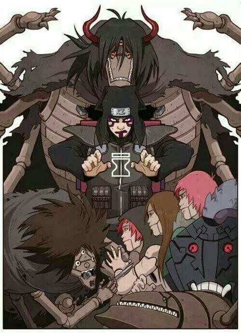 Kankuro utilizando sus marionetas Karasu y Kuroari