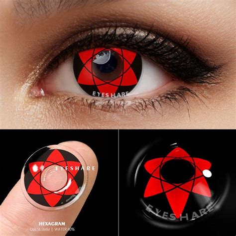 Comparación de ojos con y sin lentillas Mangekyou Sharingan