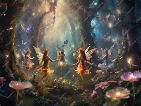 Ilustración de hadas traviesas en un bosque