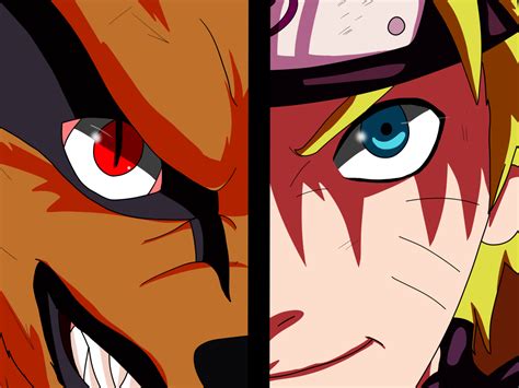 Ilustración de Naruto y Kurama como amigos
