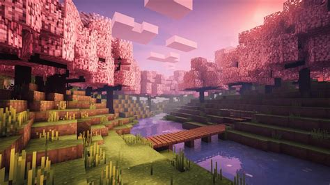 Captura de pantalla de un bioma de Minecraft modificado con temática de Demon Slayer