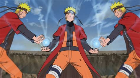 Naruto utilizando el Rasengan con sus clones
