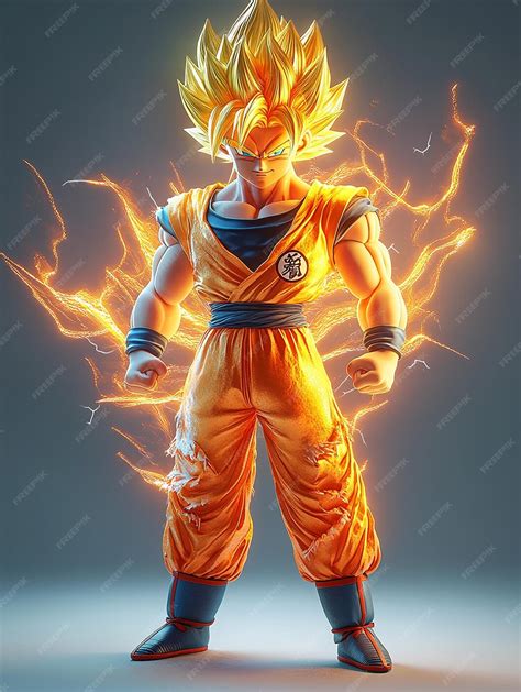 Ilustración realista de Goku Super Saiyan 3 generada por IA