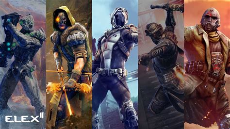 Ilustración conceptual de las cuatro facciones de ELEX: Berserkers, Forajidos, Clérigos y Albs