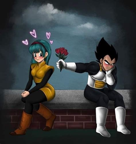 Ilustración de Vegeta y Bulma en una pose íntima