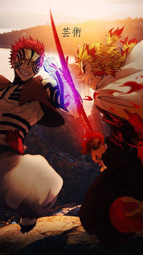 Arte conceptual de Rengoku y Kanroji en una misión