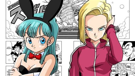 Ilustración de Bulma y Número 18 en un contexto íntimo