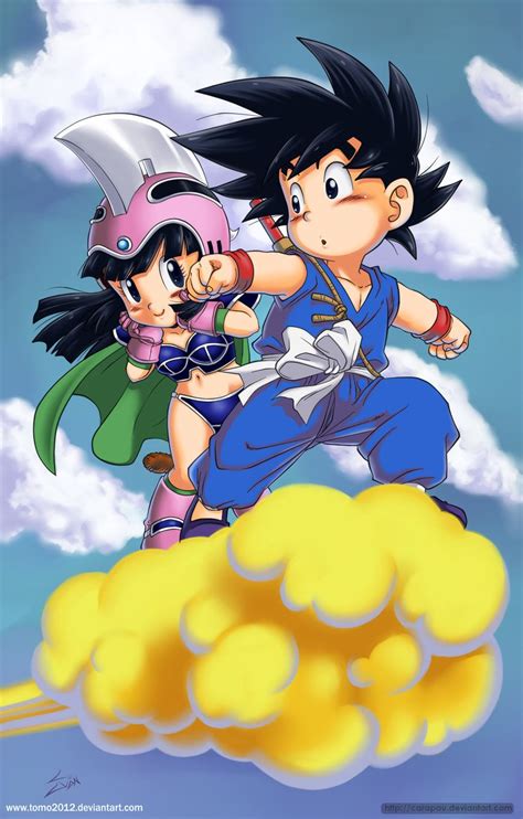 Goku y ChiChi tomados de la mano