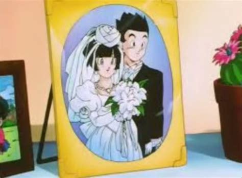 Gohan y Videl celebrando su boda
