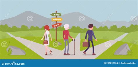 Ilustración de una persona eligiendo un camino diferente al de su familia