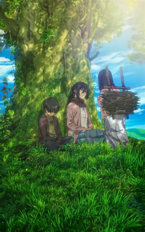 Ilustración de Eren protegiendo a Mikasa cuando eran niños
