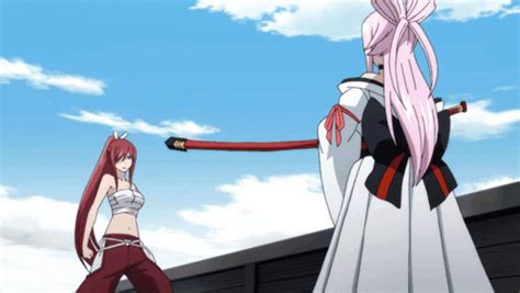 Erza Scarlet luchando contra Ikaruga
