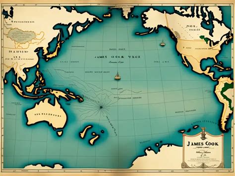 Mapa de las rutas de James Cook en el Pacífico