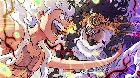 Luffy en Gear 5 enfrentando a Rob Lucci