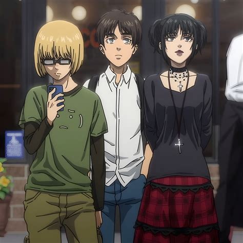 Ilustración de Mikasa y Armin de Attack on School Castes