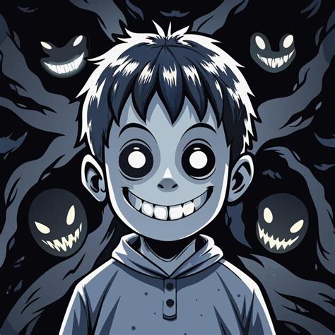 Ilustración de un estudiante rodeado de figuras sombrías.