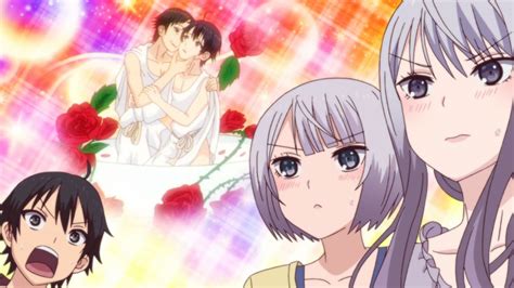 Haruka Shinozaki y Akiho Kousaka en una escena romántica