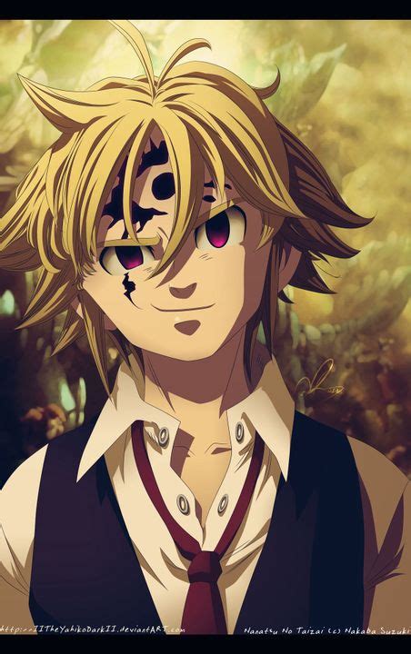 Meliodas con su característica sonrisa y tesoro sagrado