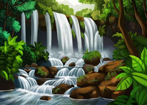 Una cascada escénica con una reja bloqueando el paso