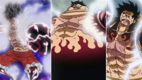 Infografía de las transformaciones Gear de Luffy