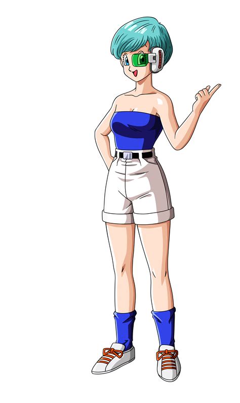 Ilustración de Bulma de Dragon Ball con un diseño infantil y colorido