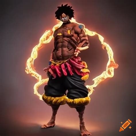 Luffy en modo Gear 5 con estética caricaturesca