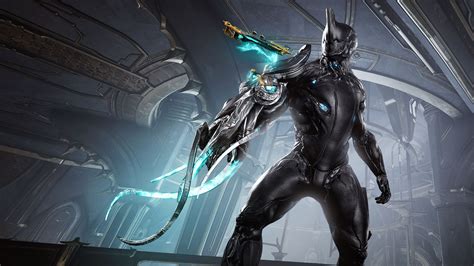 Ilustración de un Warframe atacando con un arma cuerpo a cuerpo.