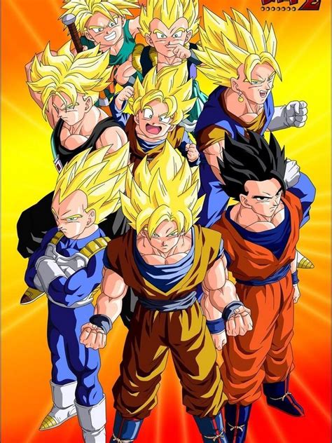 Ilustración de varios Super Saiyans