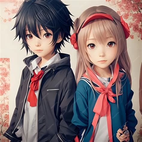 Pareja de personajes de anime en actitud romántica