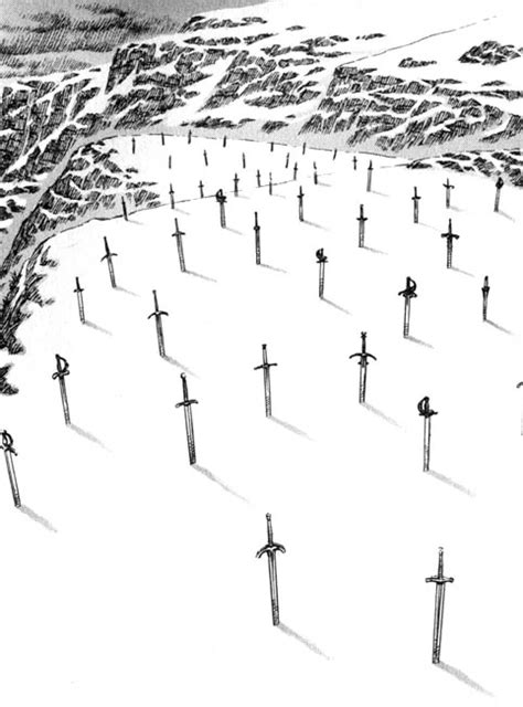 Ilustración del cementerio de espadas de Berserk