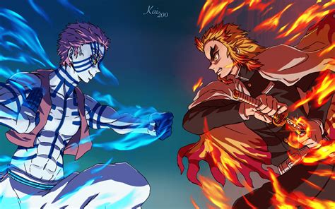 Akaza enfrentando a Rengoku en Demon Slayer