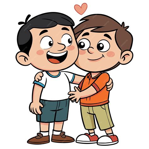 Dos chicos abrazándose en un mercado tradicional