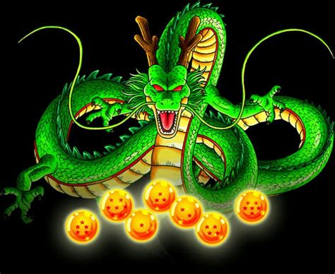 Ilustración de Shenlong rodeado de las Esferas del Dragón