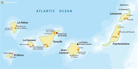 Mapa de las Islas Canarias destacando Tenerife