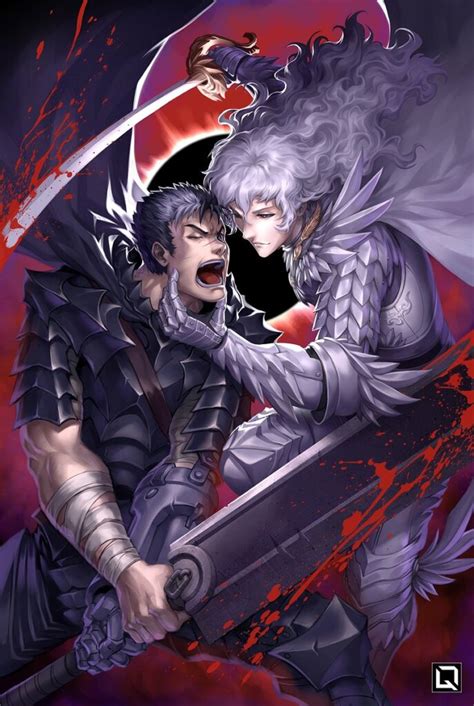 Ilustración de Guts y Griffith en combate