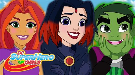 Cyborg, Starfire, Raven, Chico Bestia y Robin