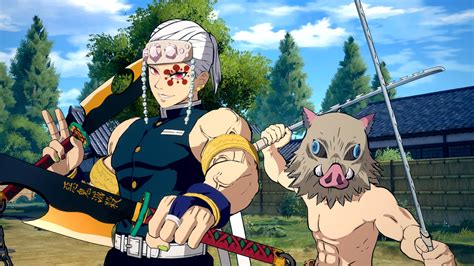 Nezuko curando a Inosuke y Tengen con su sangre demoníaca