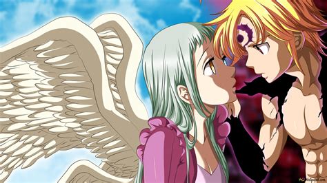 Meliodas y Elizabeth enfrentándose al Rey Demonio