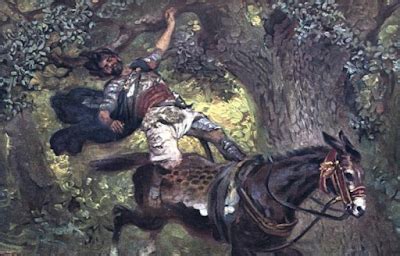 Ilustración de Absalón atrapado en la encina