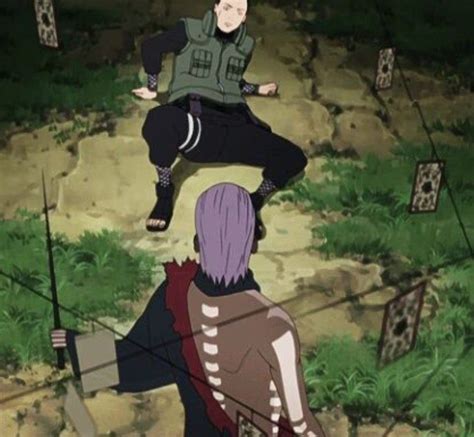 Ilustración de Shikamaru ejecutando su técnica contra Hidan