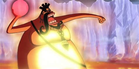 Representación de Don Accino usando su poder de la Fruta Atsu Atsu