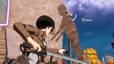 Personajes luchando contra titanes con el Equipo de Maniobras Tridimensionales