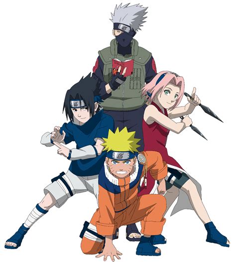 Ilustración del Equipo 7 (Naruto, Sasuke, Sakura y Kakashi)