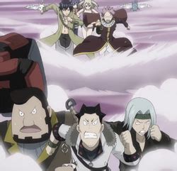 Batalla entre magos de Fairy Tail y cazadores de tesoros.