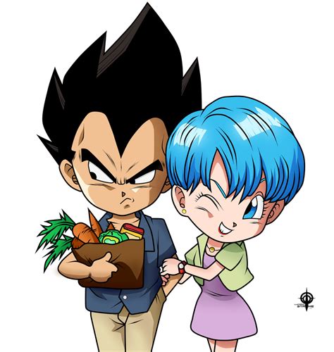 Bulma y Vegeta preparándose para la boda